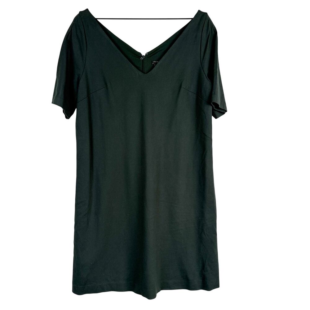 Ann Taylor Ponte Shift Oversized V-Neck Dress Dark Green - 6